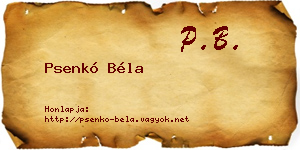 Psenkó Béla névjegykártya